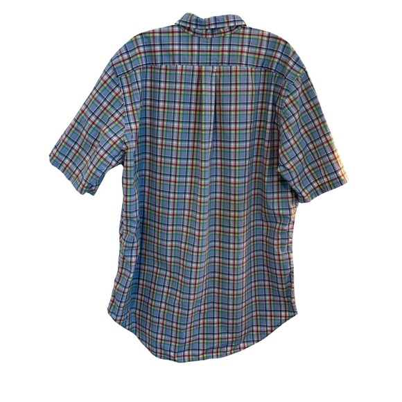 Ralph Lauren Plaid Button Down Shirt Mens Large Blue Short Sleeve Tall - Picture 5 of 9
